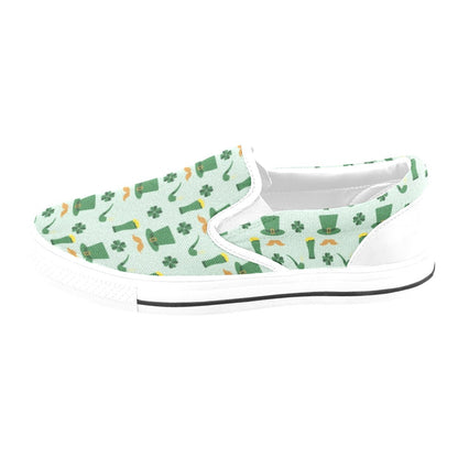 St Patricks Day Print Design LKS304 White Slip Ons Canvas Women's Shoes