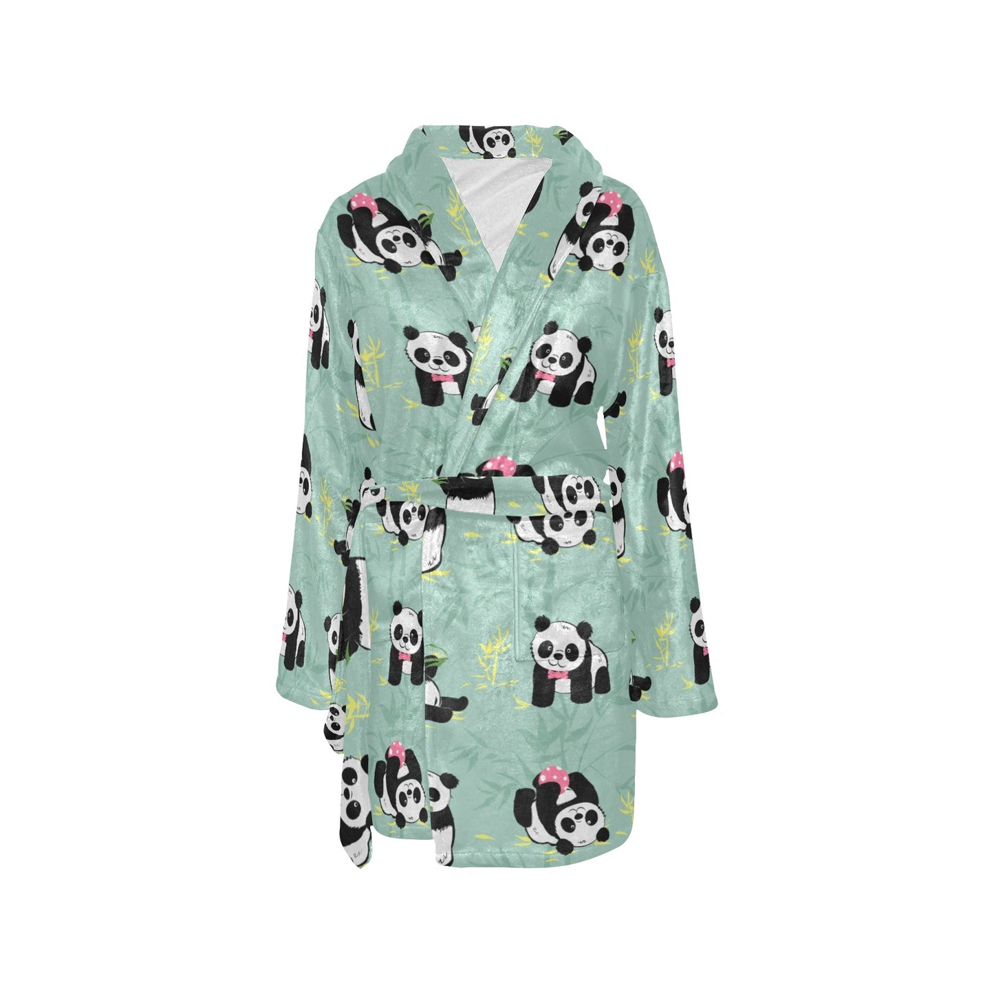 Panda Pattern Print Design A05 Women's Fleece Robe