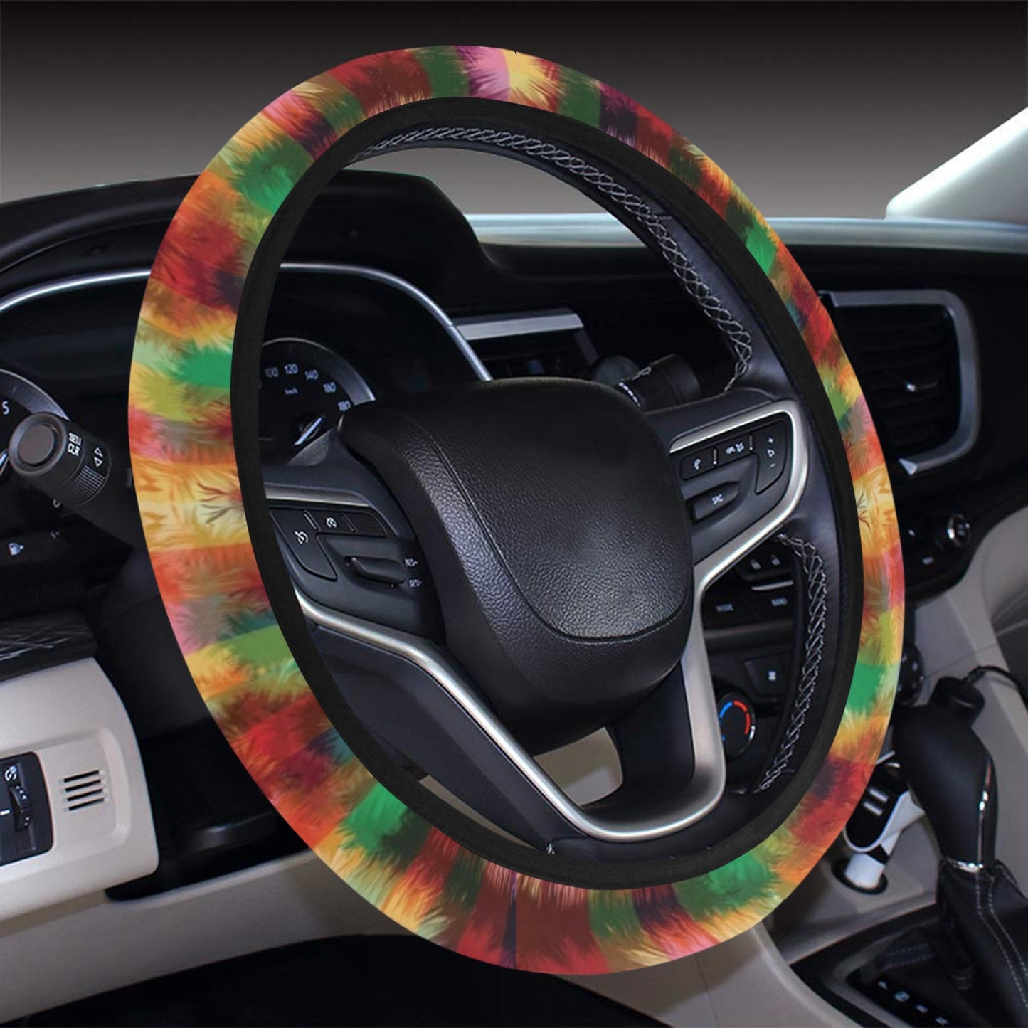 Tie Dye Print Design LKS301 Steering Wheel Cover with Elastic Edge
