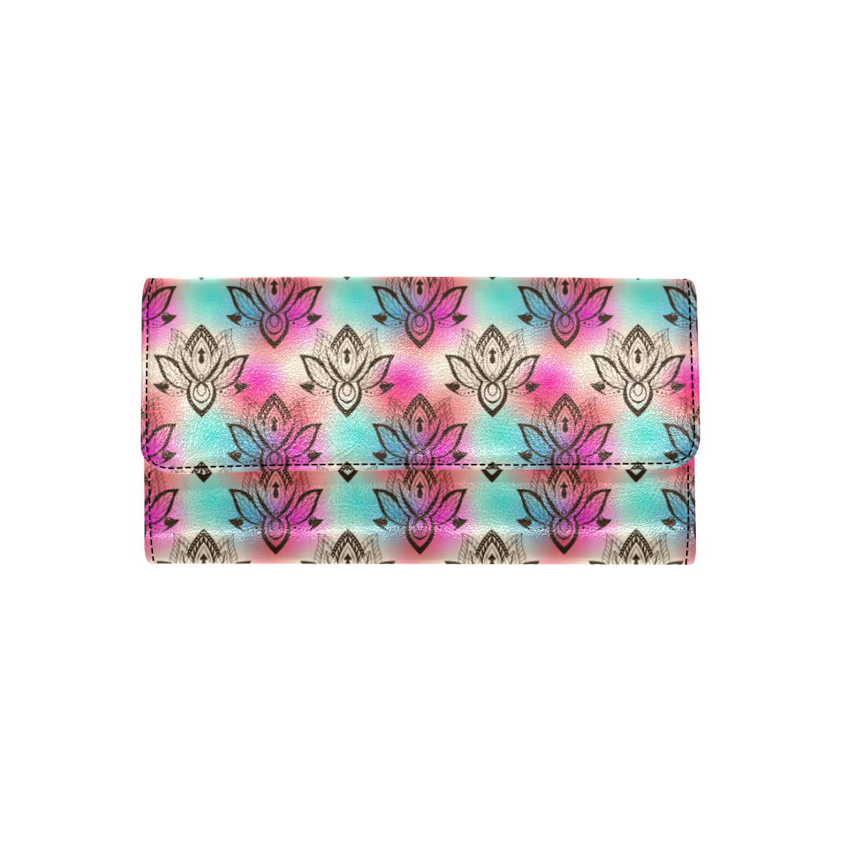 lotus Boho Pattern Print Design LO02 Women's Trifold Wallet