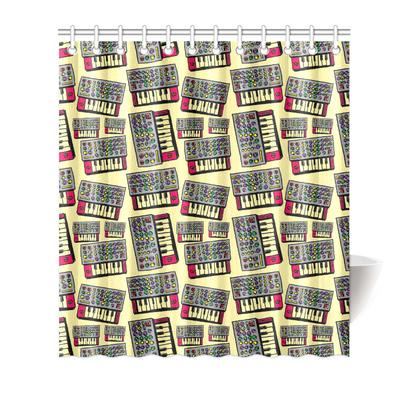 Synthesizer Pattern Print Design 01 Shower Curtain