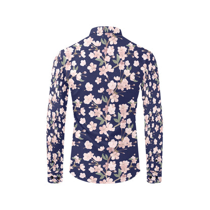 Sakura Print Design LKS301 Men's Long Sleeve Dress Shirt