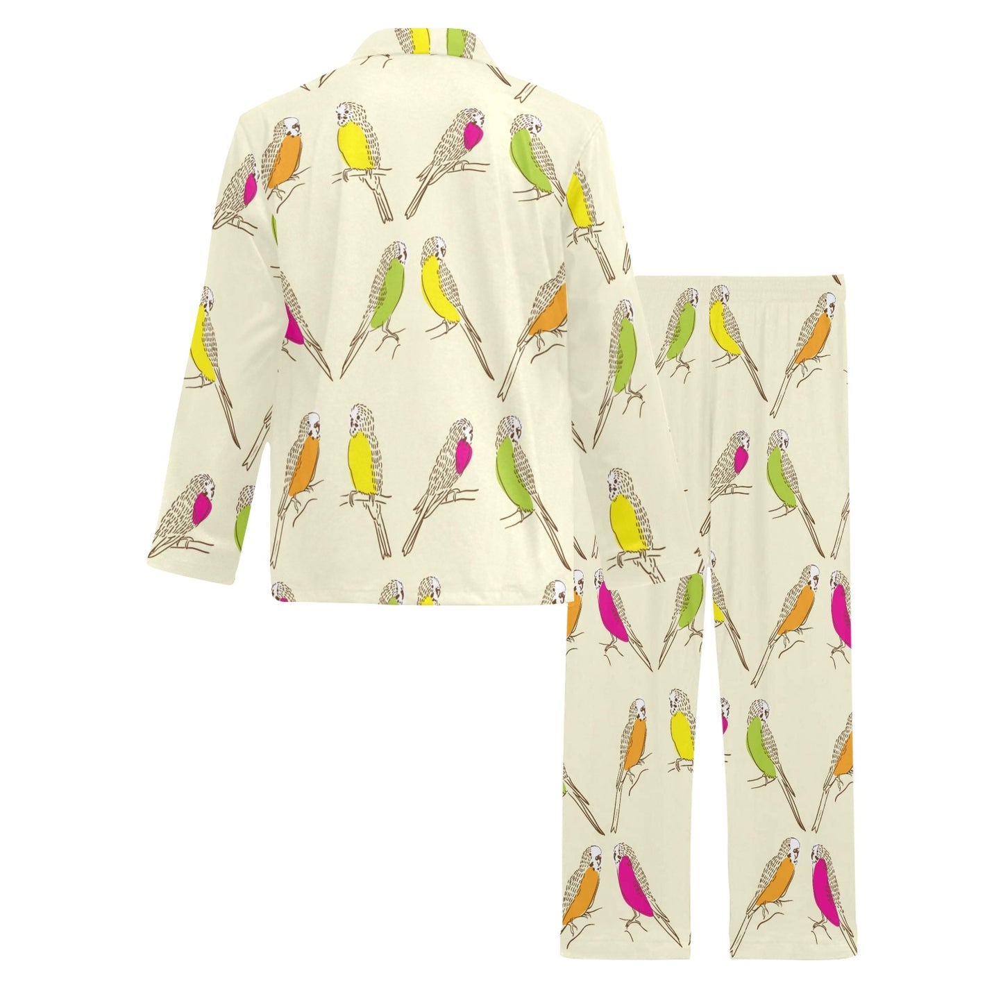 Parakeet Pattern Print Design A01 Men's Long Pajama Set