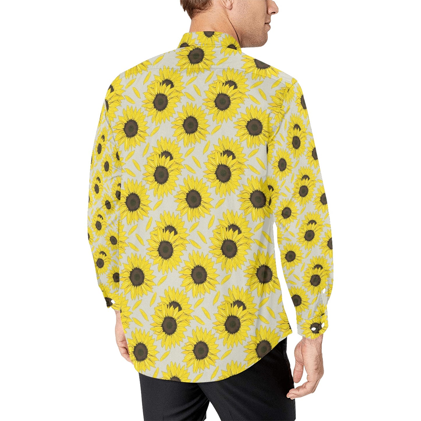 Sunflower Print Design LKS309 Men's Long Sleeve Dress Shirt