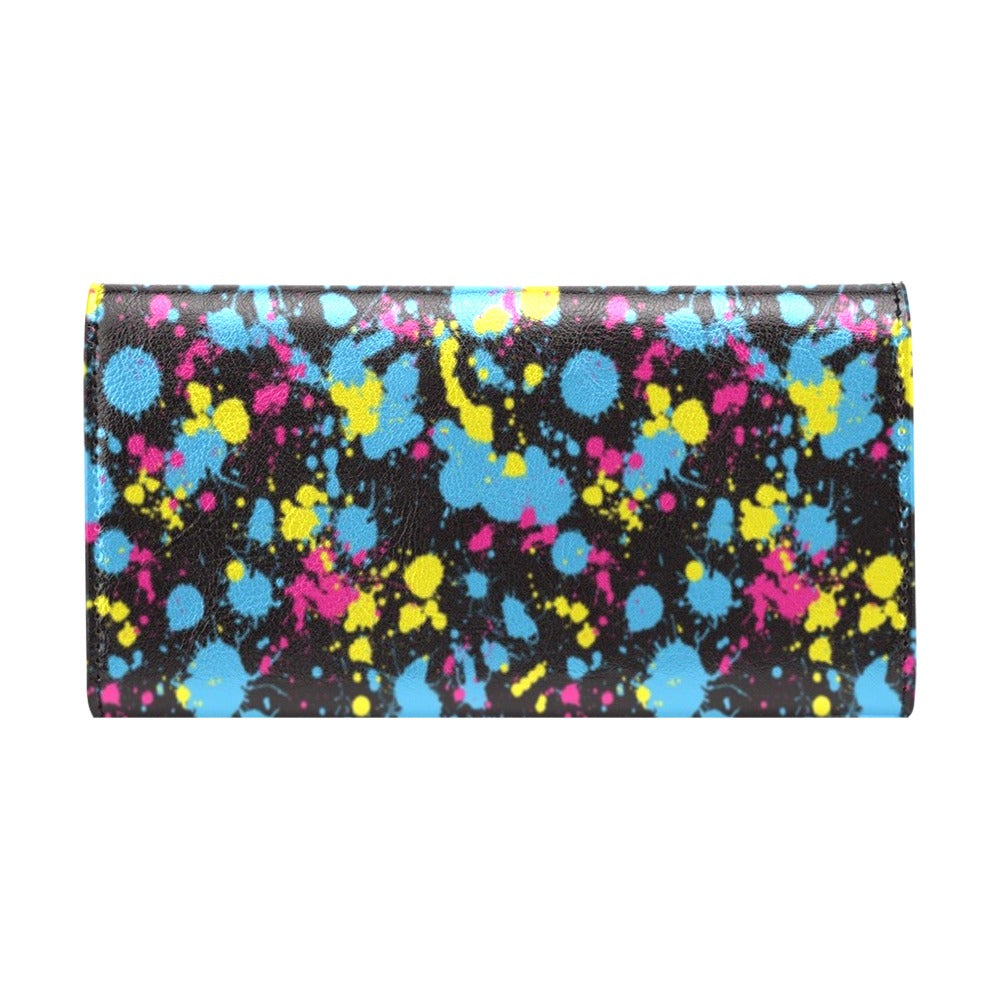 Splatter Colorful Print Design LKS301 Women's Trifold Wallet