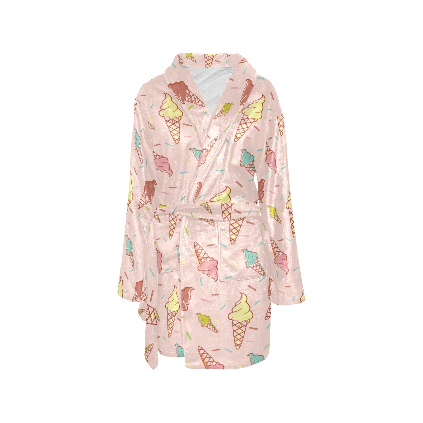 Ice Cream Pattern Print Design 02 Women's Fleece Robe