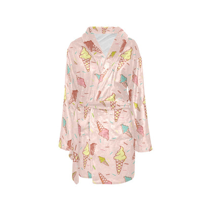 Ice Cream Pattern Print Design 02 Women's Fleece Robe