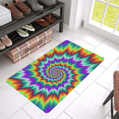 Optical illusion Pulsing fiery spirals Rubber Doormat