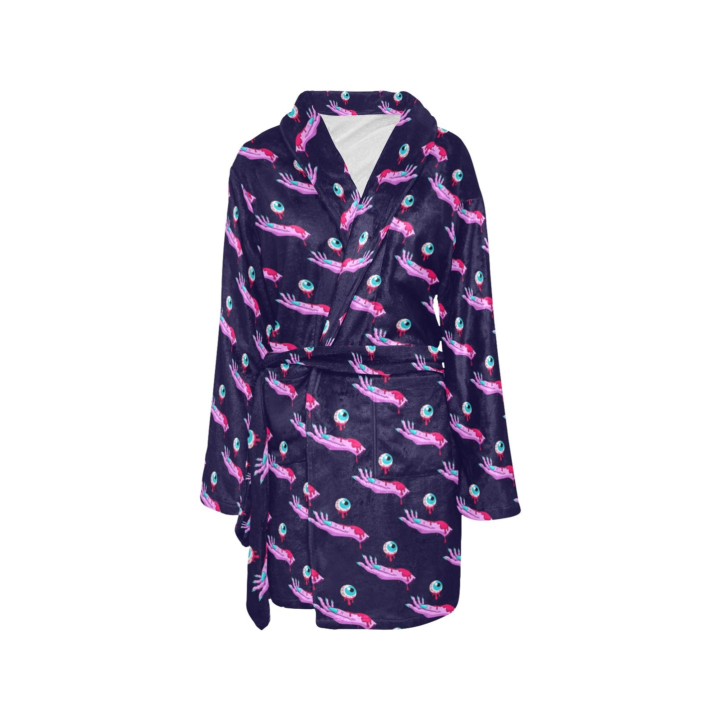 Zombie Pink Hand Design Pattern Print Women's Fleece Robe