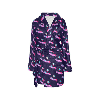 Zombie Pink Hand Design Pattern Print Women's Fleece Robe