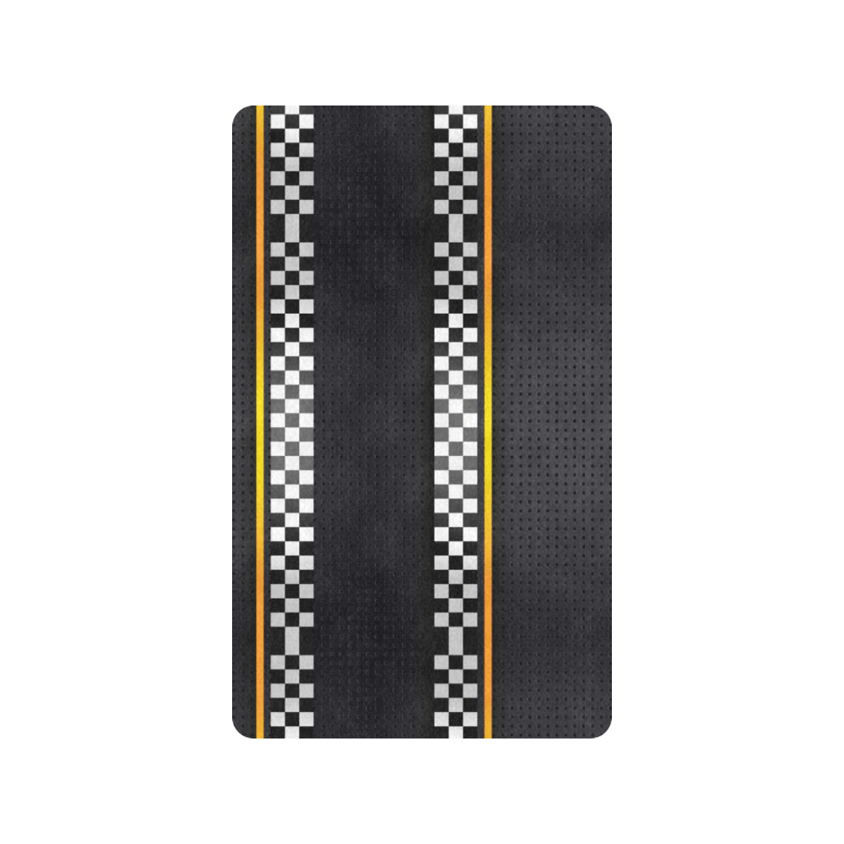 Checkered Flag Yellow Line Style Rubber Doormat