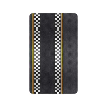 Checkered Flag Yellow Line Style Rubber Doormat