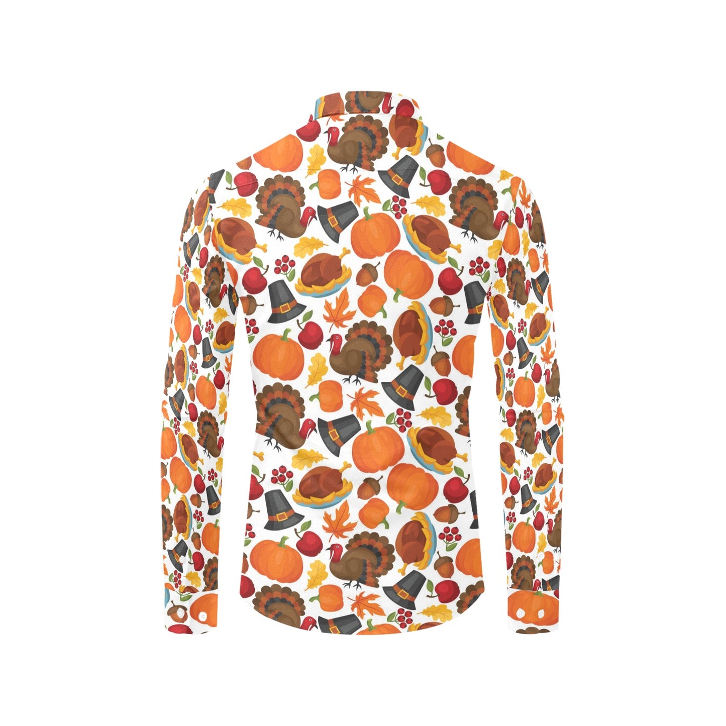 Thanksgiving Print Design LKS304 Men's Long Sleeve Dress Shirt