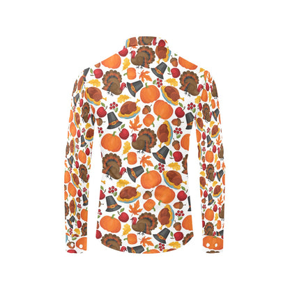 Thanksgiving Print Design LKS304 Men's Long Sleeve Dress Shirt
