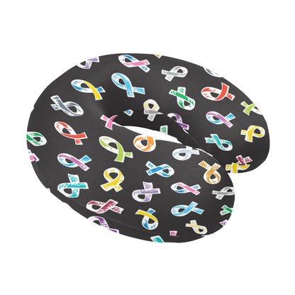 Cancer Awareness Pattern Print Design 02 U-Shaped Travel Neck Pillow