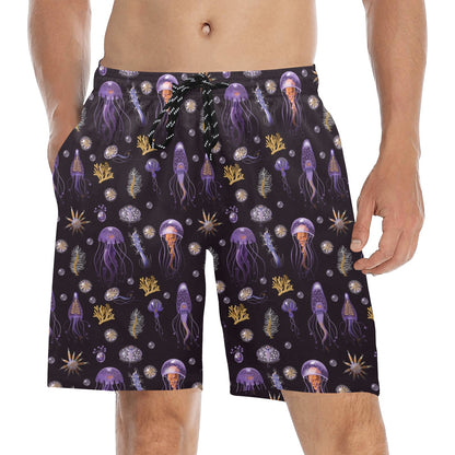 Seaweed With Jelly Fish Print Design LKS305 Men's Swim Trunks Beach Shorts