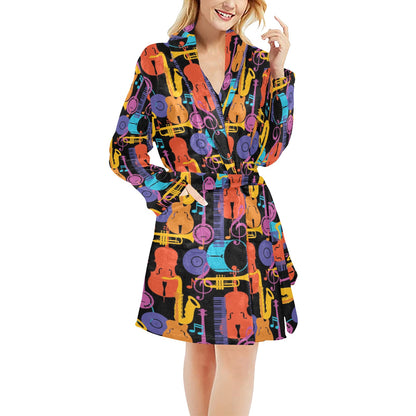 Jazz Pattern Print Design 03 Women's Fleece Robe