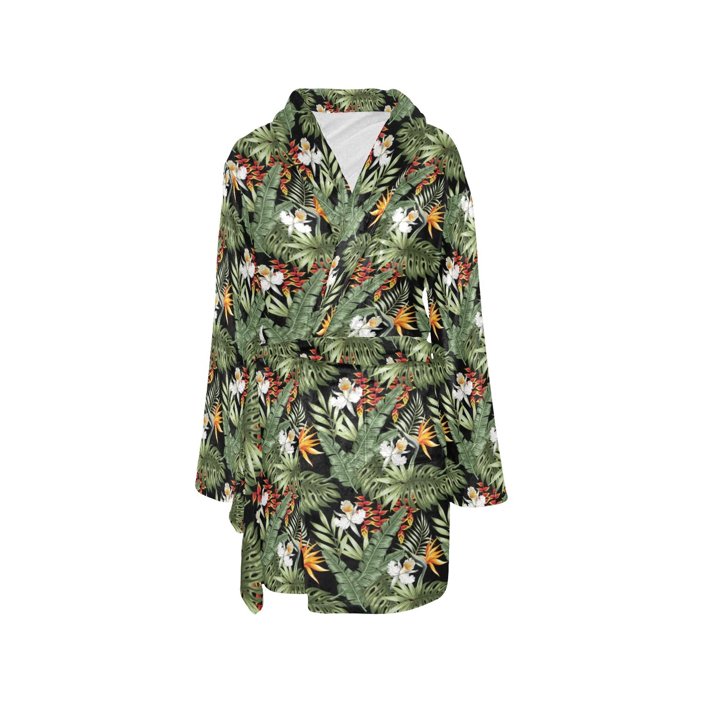 Bird Of Paradise Pattern Print Design 02 Women's Fleece Robe