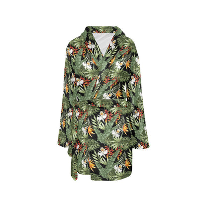 Bird Of Paradise Pattern Print Design 02 Women's Fleece Robe