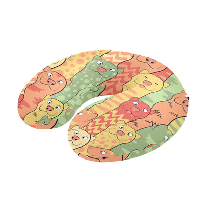 Ferret Pattern Print Design 01 U-Shaped Travel Neck Pillow