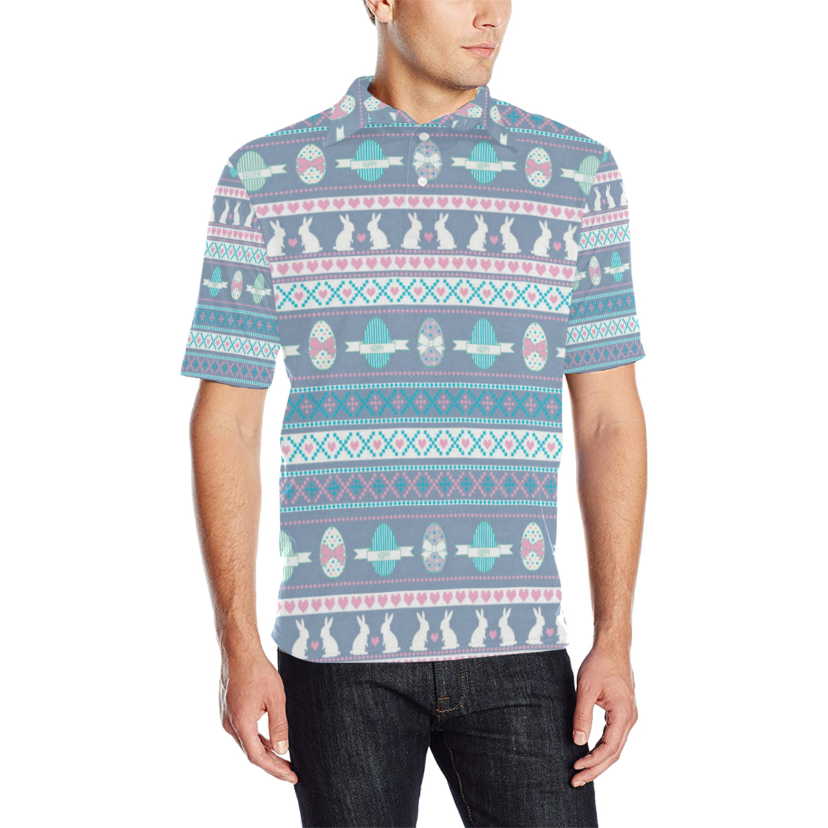 Easter Eggs Pattern Print Design RB013 Men Polo Shirt