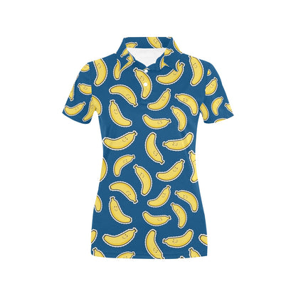 Banana Pattern Print Design BA02 Women's Polo Shirt