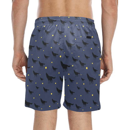 Wolf Print Design LKS301 Men's Swim Trunks Beach Shorts