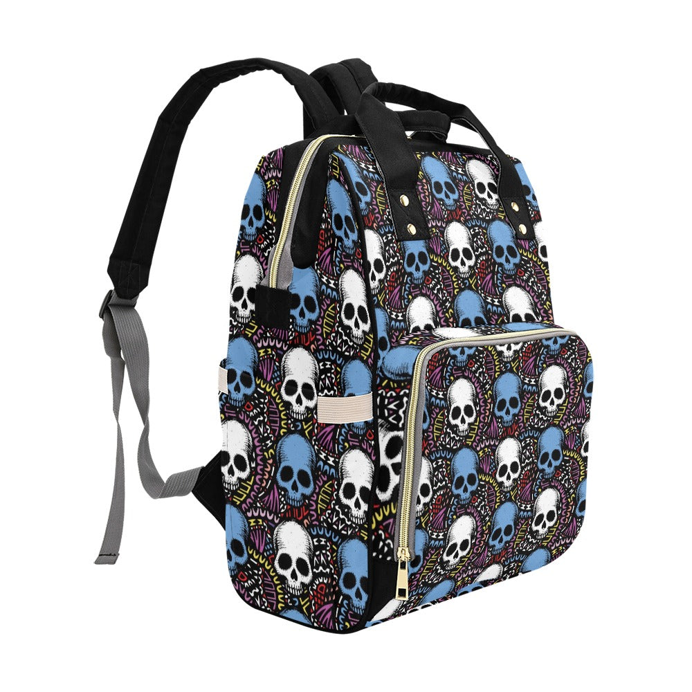 Skull Print Design LKS305 Diaper Bag Backpack