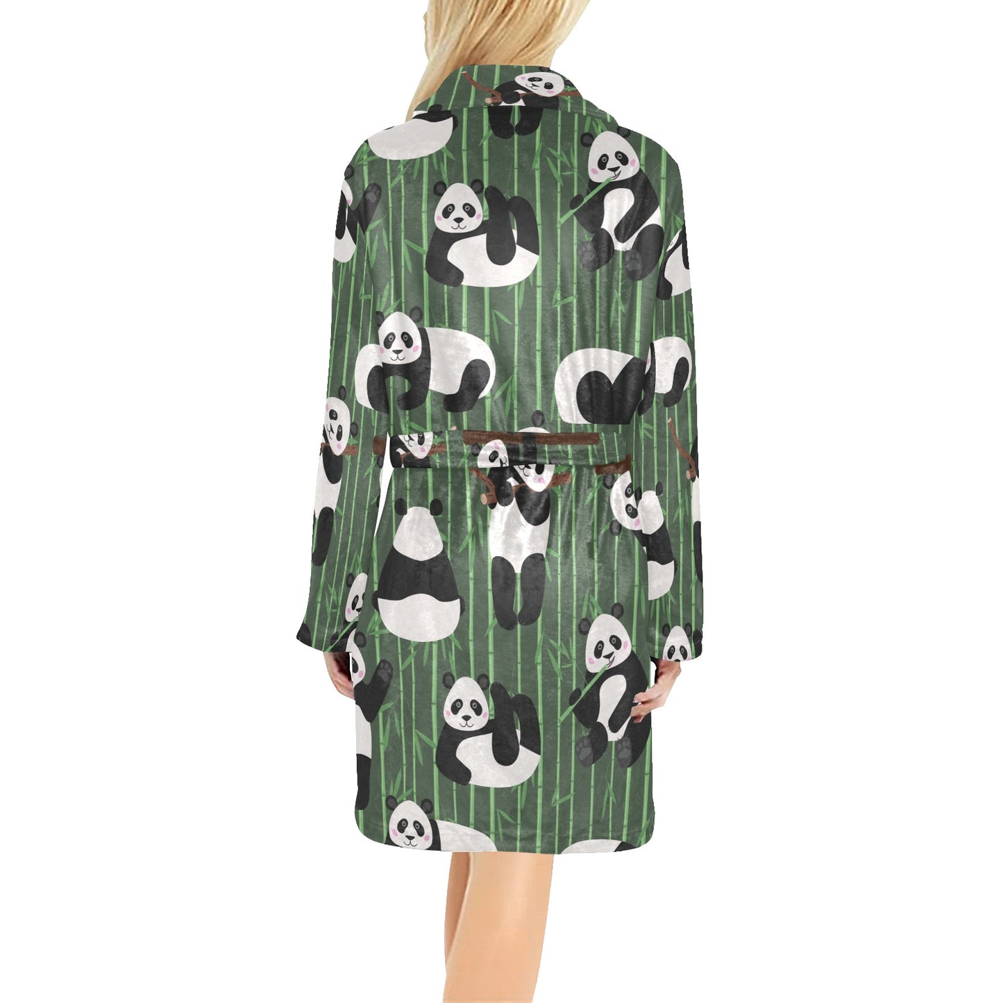 Panda Pattern Print Design A04 Women's Fleece Robe