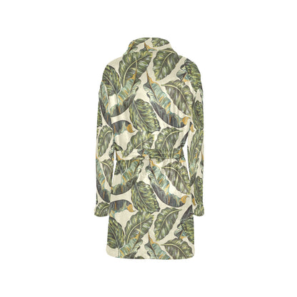 Banana Leaf Pattern Print Design BL08 Women's Fleece Robe