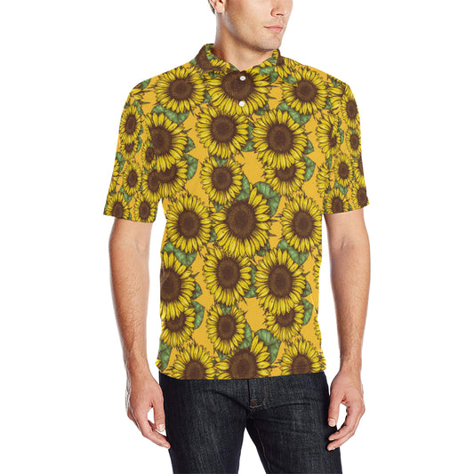 Sunflower Pattern Print Design SF04 Men Polo Shirt