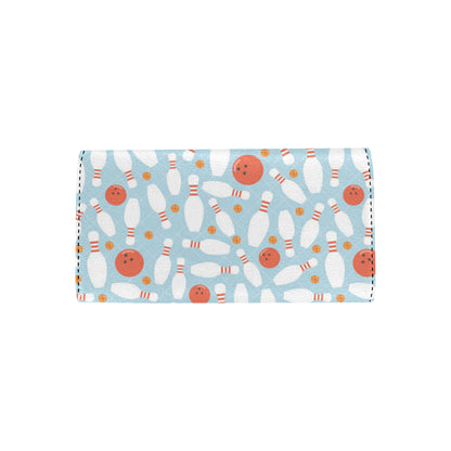 Bowling Pattern Print Design 09 Women's Trifold Wallet