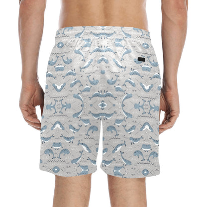 Narwhal Pattern Print Men's Swim Trunks Beach Shorts