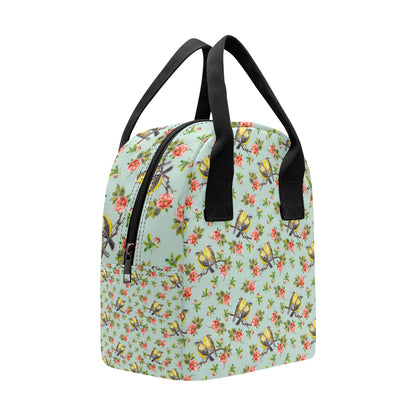 Bird with Red Flower Print Pattern Insulated Lunch Bag