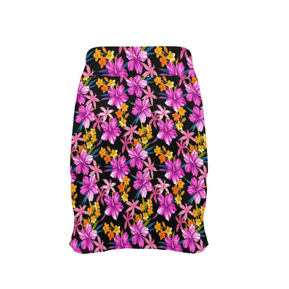 Tropical Folower Pink Hibiscus Print 17" Golf & Pickleball Skort with Pockets
