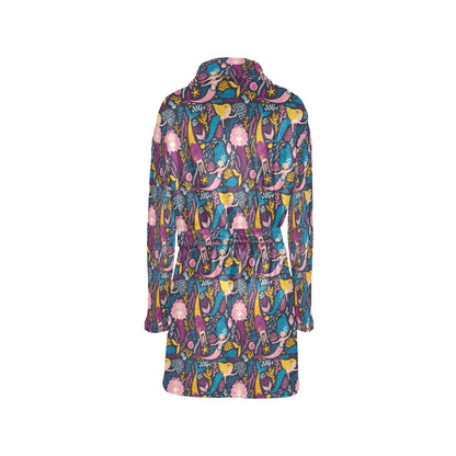 Mermaid Pattern Print Design 08 Women's Fleece Robe