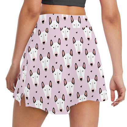 Bull Terrier Pink Print Pattern 17" Golf & Pickleball Skort with Pockets