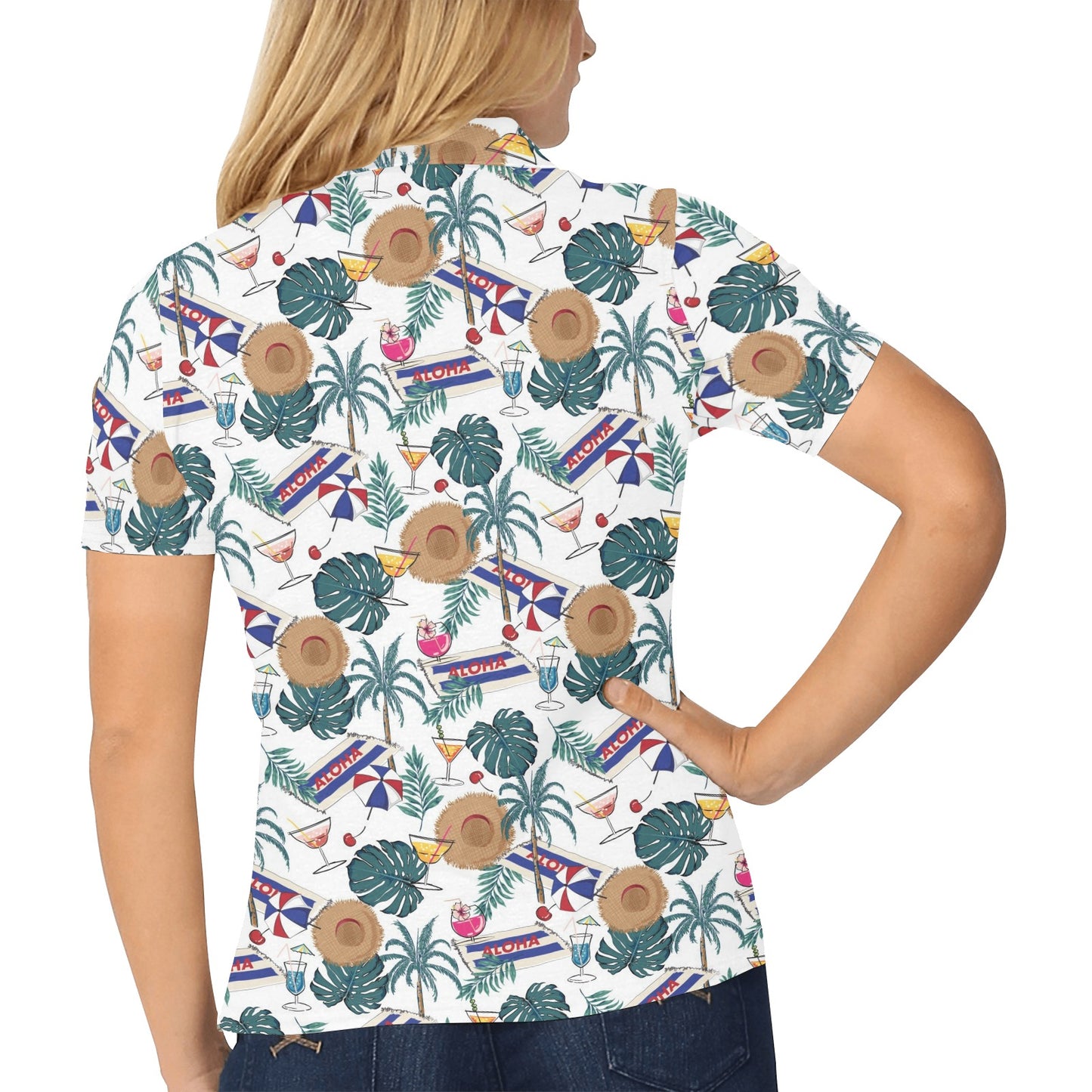 Aloha Hawaii Beach Pattern Print Design 04 Women's Polo Shirt