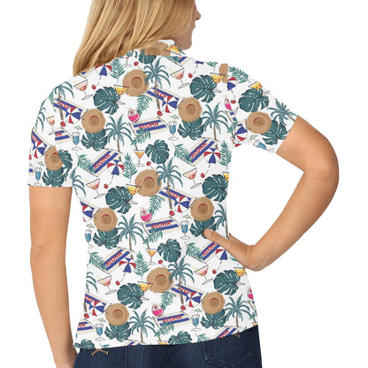 Aloha Hawaii Beach Pattern Print Design 04 Women's Polo Shirt