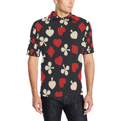 Poker Cards Pattern Print Design A02 Men Polo Shirt