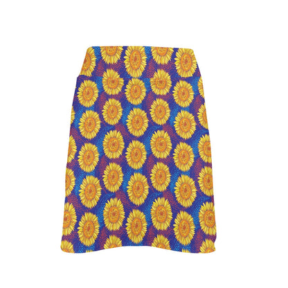 Sunflower Hand Drawn Style Print 17" Golf & Pickleball Skort with Pockets
