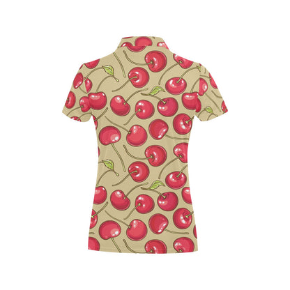 Cherry Pattern Print Design CH05 Women's Polo Shirt