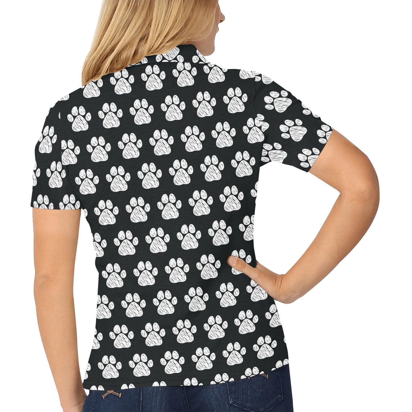 Paw Pattern Print Design A02 Women's Polo Shirt