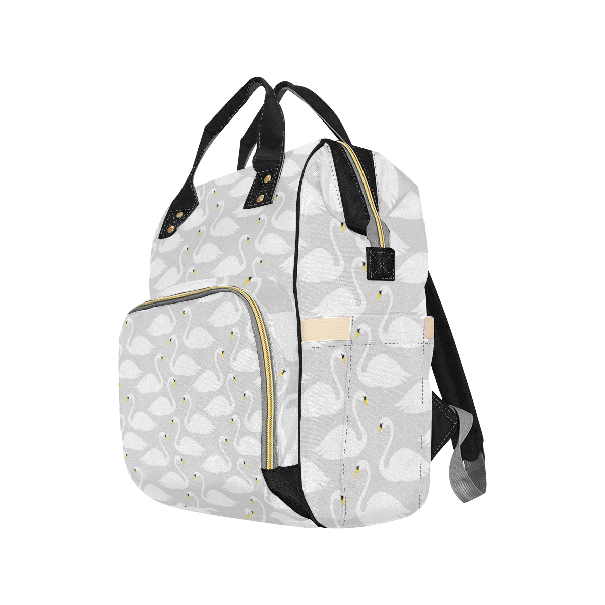 Swan Pattern Print Design 02 Diaper Bag Backpack