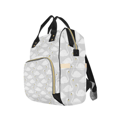 Swan Pattern Print Design 02 Diaper Bag Backpack