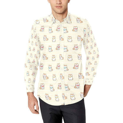 Shiba Inu Print Design LKS306 Men's Long Sleeve Dress Shirt