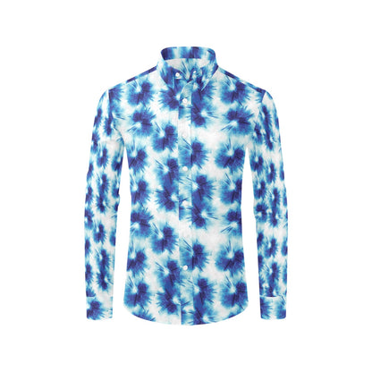 Tie Dye Blue Print Design LKS305 Men's Long Sleeve Dress Shirt