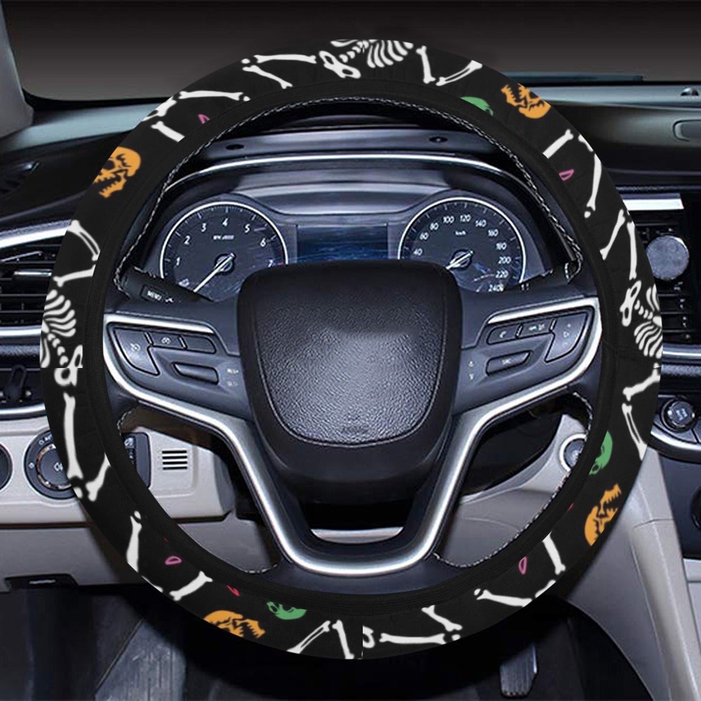 Skeleton Print Design LKS307 Steering Wheel Cover with Elastic Edge