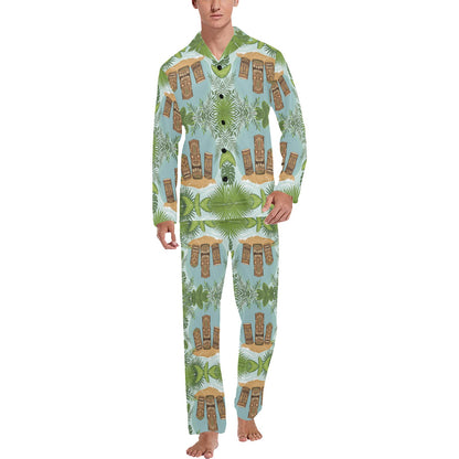 Tiki Wood Island Men's Long Pajama Set