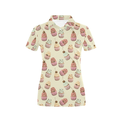 Cupcake Pattern Print Design 04 Women's Polo Shirt